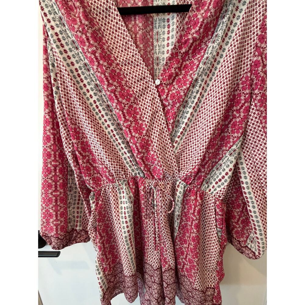 Fraiche by J Pink Patterned Long Sleeve Romper Womens Large - Picture 4 of 5